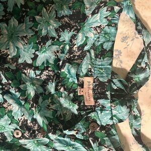 Philosophy Teal and Black Floral Midi Skirt